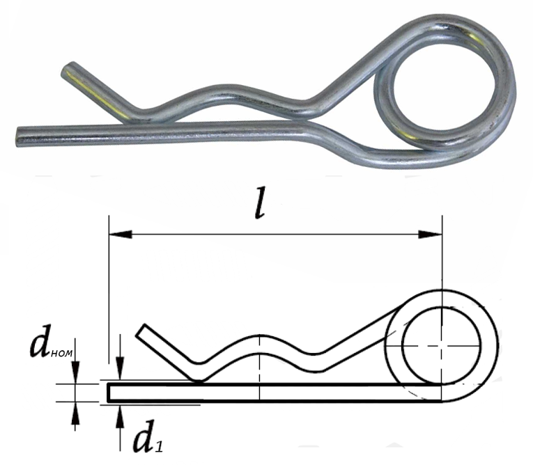 Шплінт пружинний подвійний (форма D) d.3 (3.5мм) нерж. сталь А4 DIN 11024